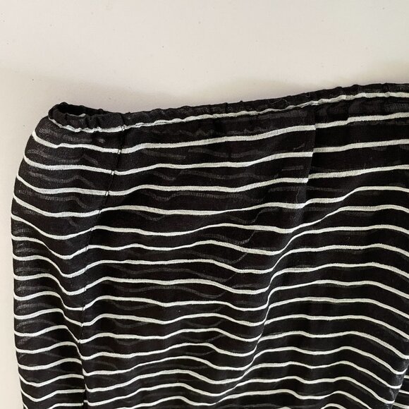 Ann Taylor Loft Blouse Size M Black White Striped 3/4 Sleeve Elastic Waist Top - Picture 4 of 12